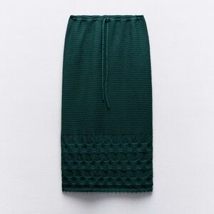 Zara Green pointelle/Knit Skirt never worn! Top available in separate listing